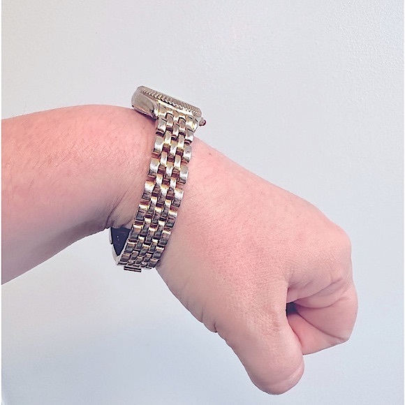 Liz Claiborne New York CZ Diamond Studded Circular Face Linked Watch, Gold-tone - Picture 7 of 16